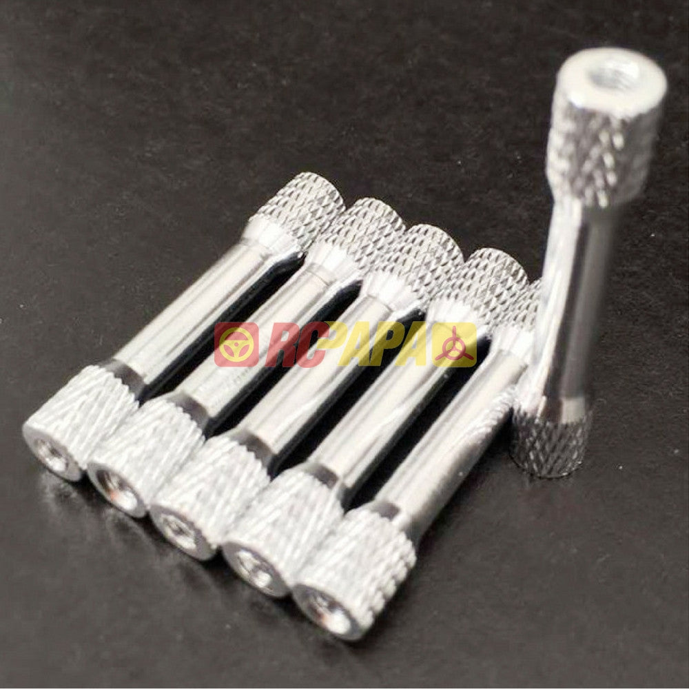 M3x30mm/35mm Round Aluminium Knurled Standoffs Spacer v3 Silver (6pc) - RC Papa