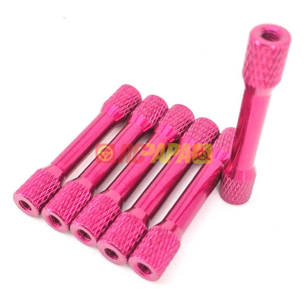 M3x30mm/35mm Round Aluminium Knurled Standoffs Spacer v3 Pink (6pc) - RC Papa