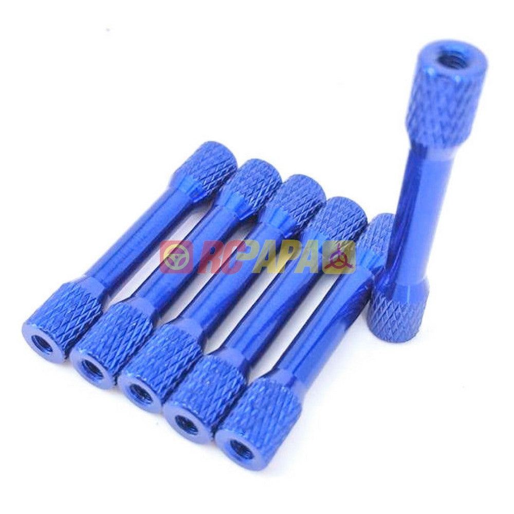 M3x30mm/35mm Round Aluminium Knurled Standoffs Spacer v3 Blue (6pc) - RC Papa