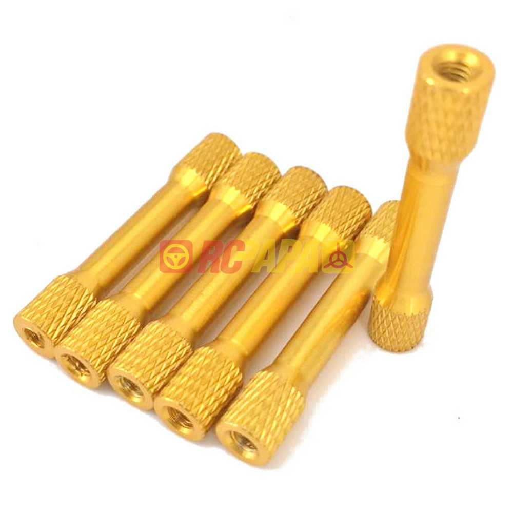 M3x30mm/35mm Round Aluminium Knurled Standoffs Spacer v3 Gold (6pc) - RC Papa
