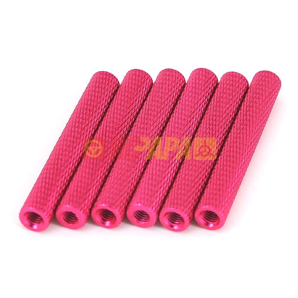 M3x35mm Round Aluminium Knurled Standoffs Spacer v2 Pink (6pc) - RC Papa