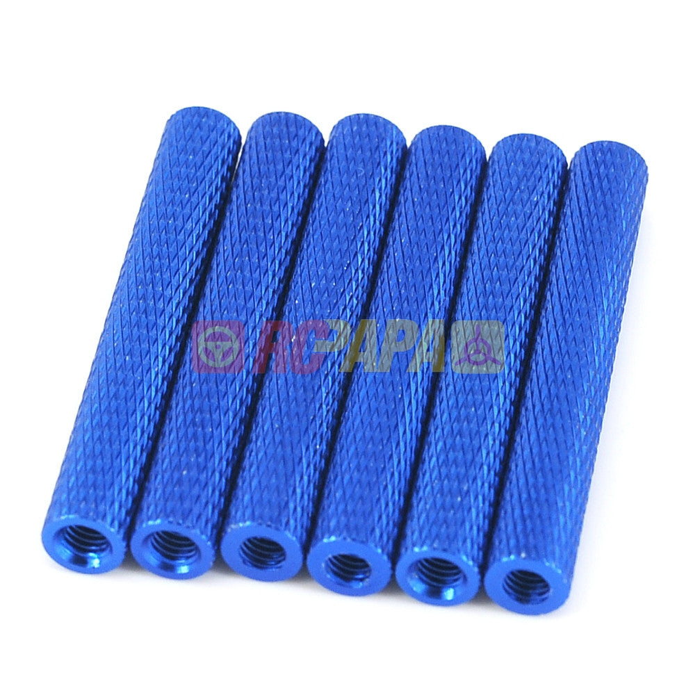 M3x35mm Round Aluminium Knurled Standoffs Spacer v2 Blue (6pc) - RC Papa