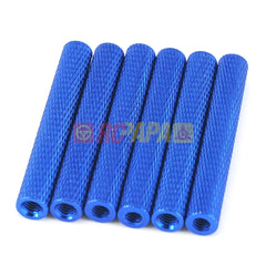 M3x35mm Round Aluminium Knurled Standoffs Spacer v2 Blue (6pc) - RC Papa