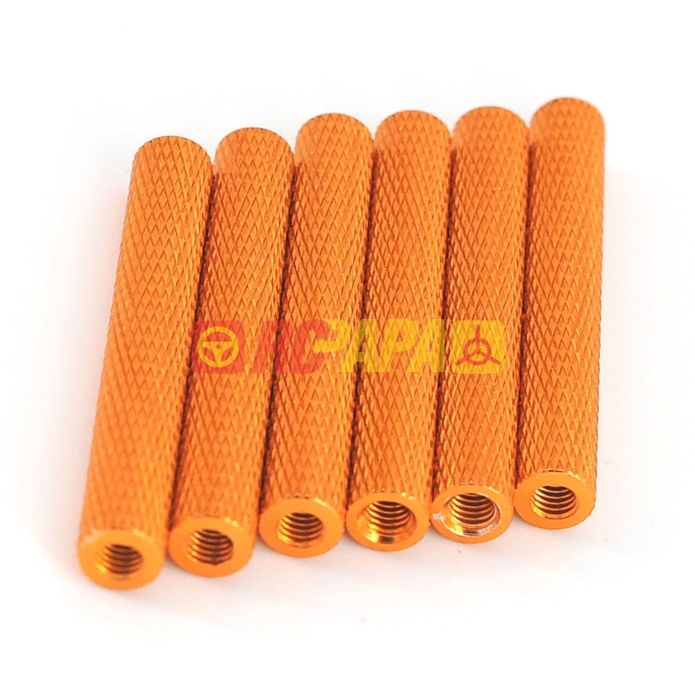 M3x35mm Round Aluminium Knurled Standoffs Spacer v2 Orange (6pc) - RC Papa