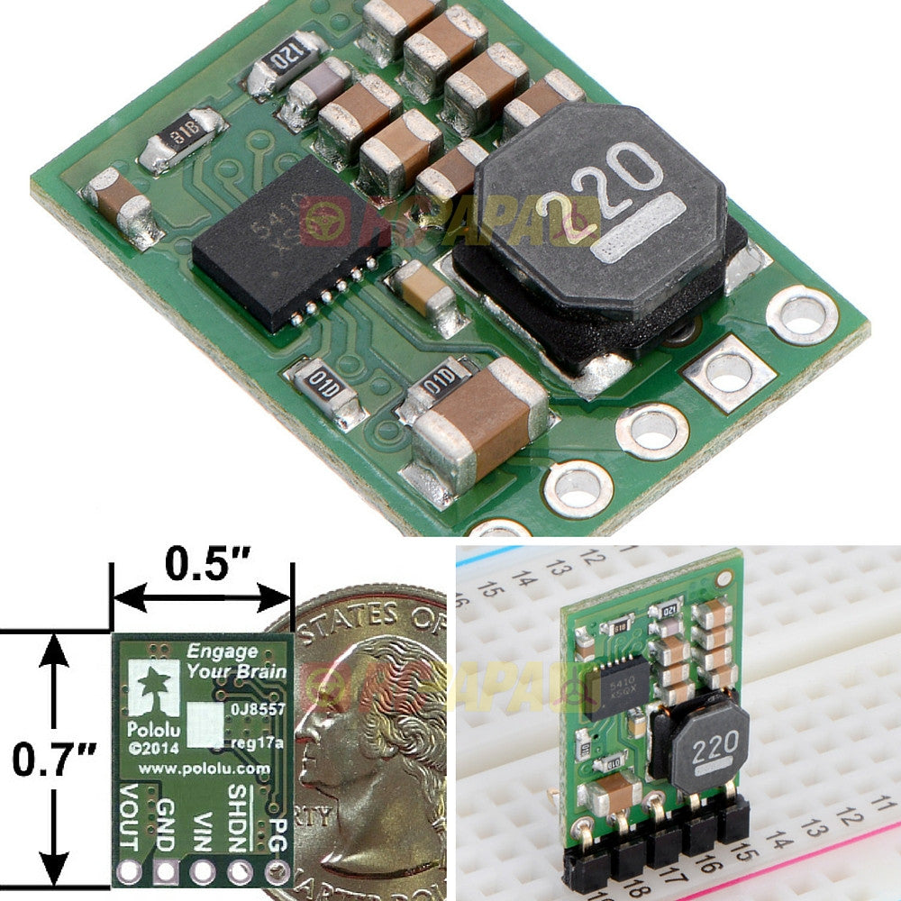 Pololu 12V 1A Step-Down Voltage Regulator D24V10F12 - RC Papa