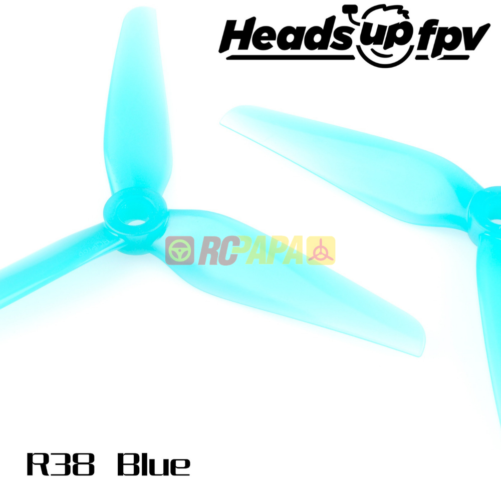 HQProp HeadsUp Racing Prop R38 Blue Poly Carbonate Propellers - RC Papa