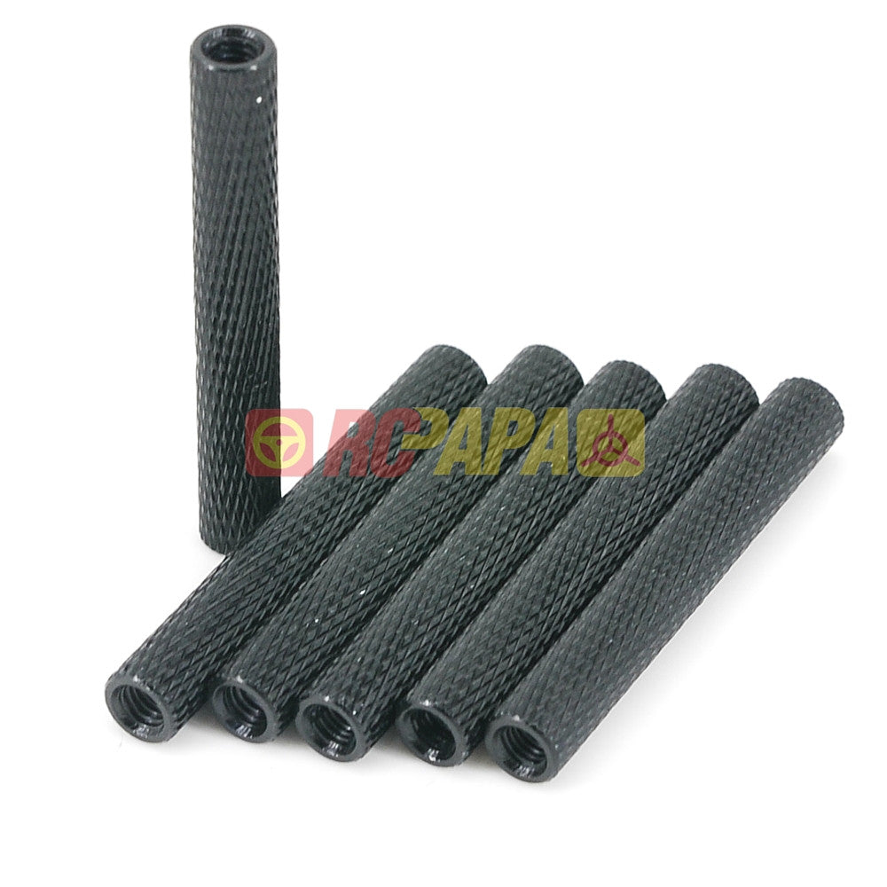 M3x35mm Round Aluminium Knurled Standoffs Spacer v2 Black (6pc) - RC Papa