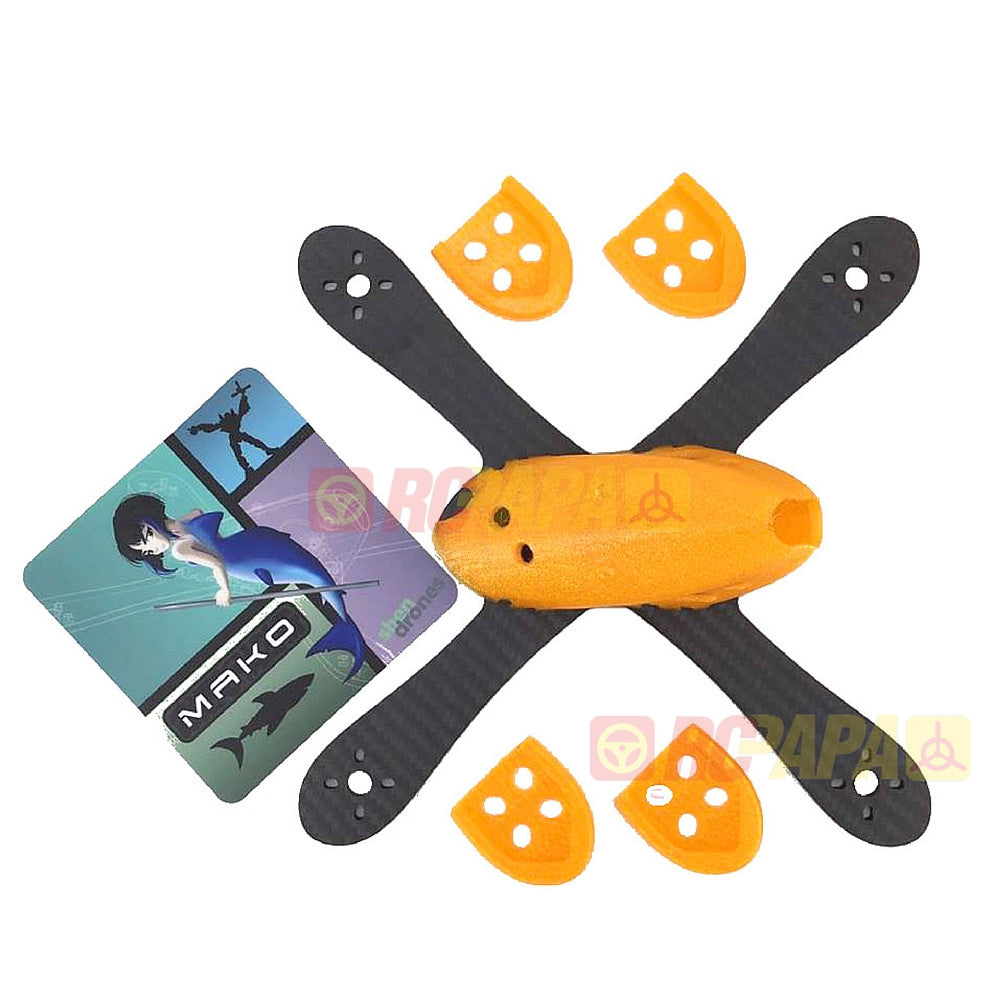 ShenDrones Mako 5" 225mm X Quad Carbon Fiber Frame & Canopy (Orange) - RC Papa