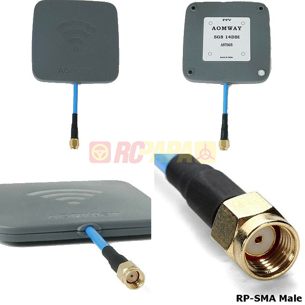 Aomway 5.8GHz 14dBi High Gain Flat FPV Receiver Antenna (RP-SMA Plug) - RC Papa