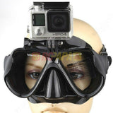 Half Face Snorkeling Mask for Surface Scuba Diving with GoPro Mount (Black) - RC Papa