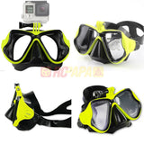 Half Face Snorkeling Mask for Surface Scuba Diving with GoPro Mount (Yellow) - RC Papa