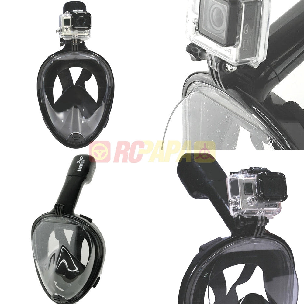 Snorkeling Full Face Mask with GoPro Mount Black for Surface Diving Snorkel Scuba - RC Papa